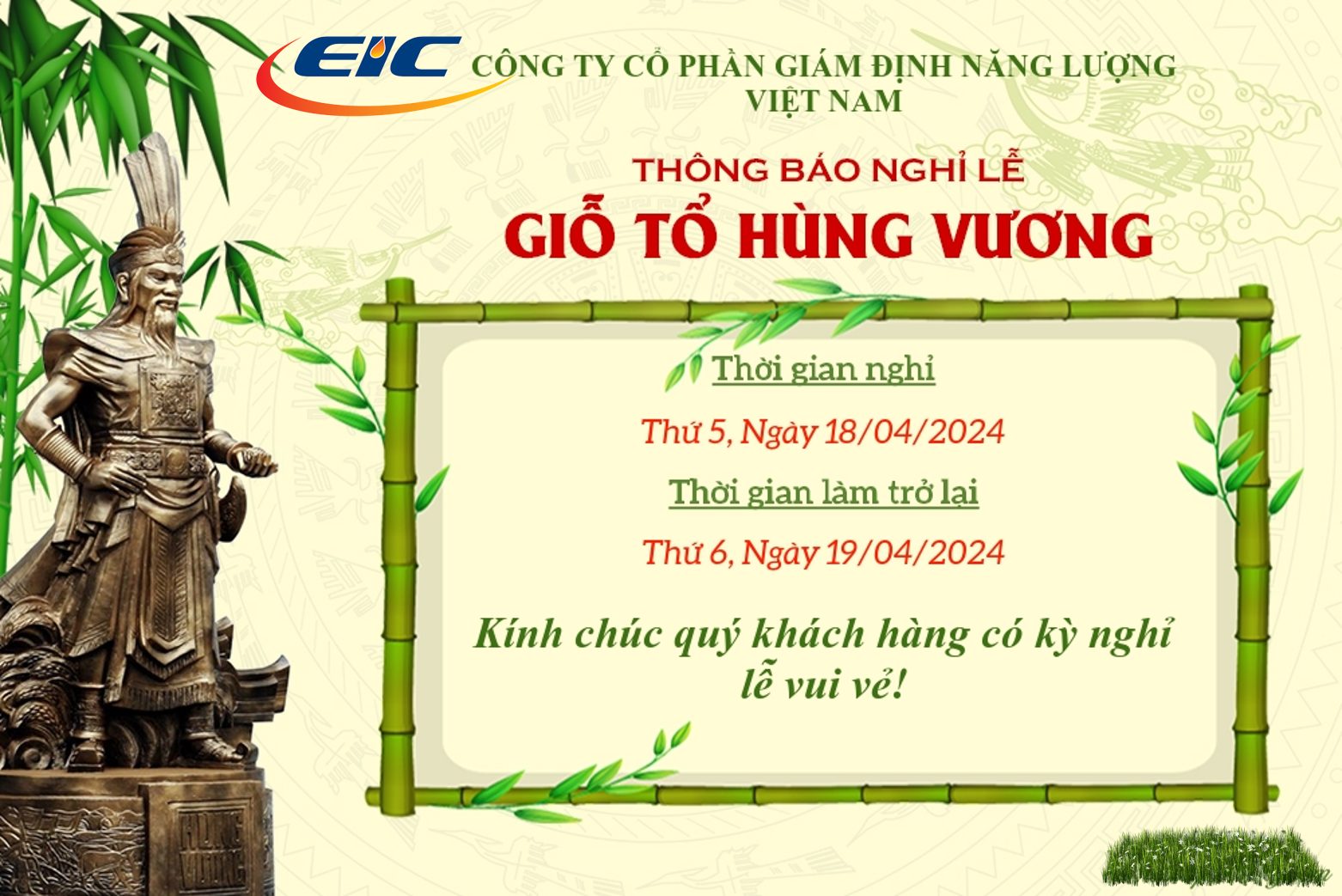 Nghỉ lễ Giỗ Tổ Hùng Vương