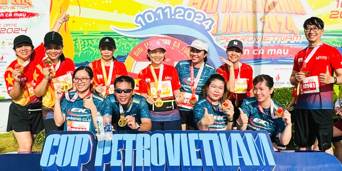 Các vận động viên của PVMR và EIC tham gia giải chạy Marathon Cà Mau 2024